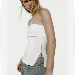 Zara Zippered White Top, Size XXL
